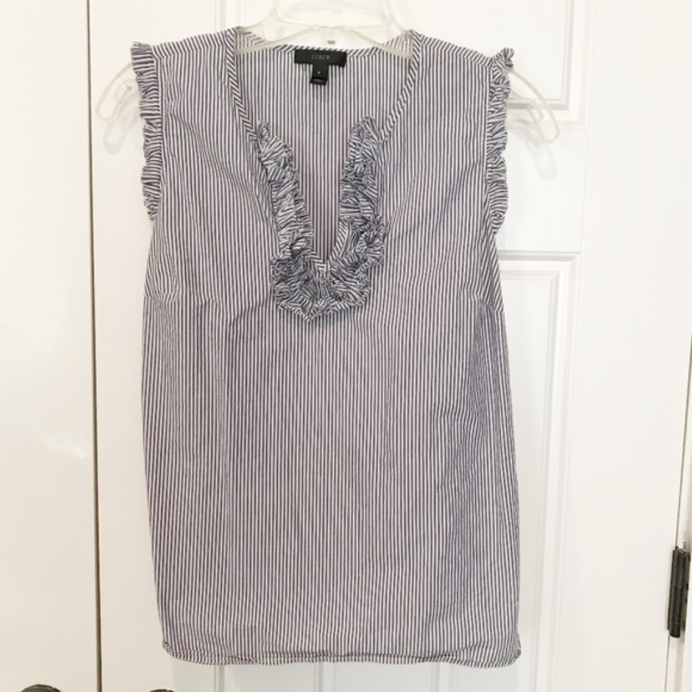 7/26 JCREW RUFFLE NECKLINE BLOUSE